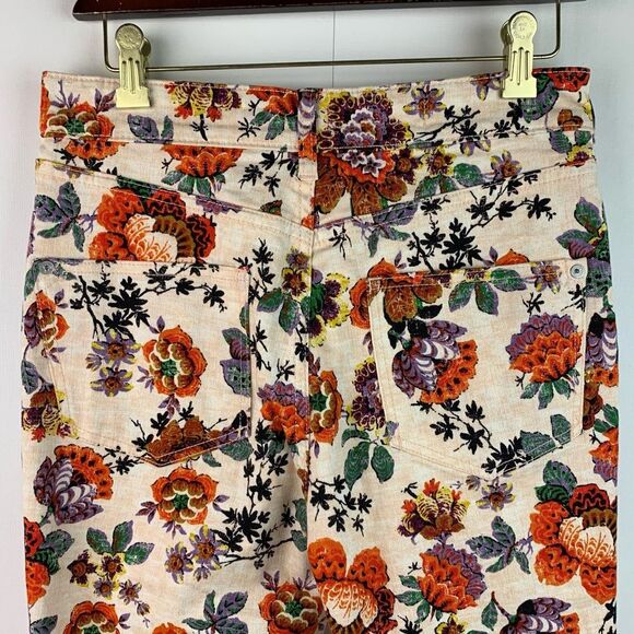 Anthropologie Pilcro High Rise Cropped Cigarette Floral 5-Pocket Jeans Size 28 - Picture 7 of 12